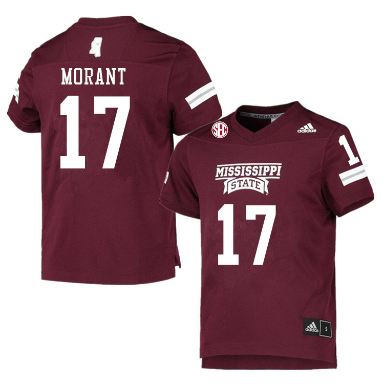 Men #17 Jordan Morant Mississippi State Bulldogs College Football Jerseys Sale-Maroon